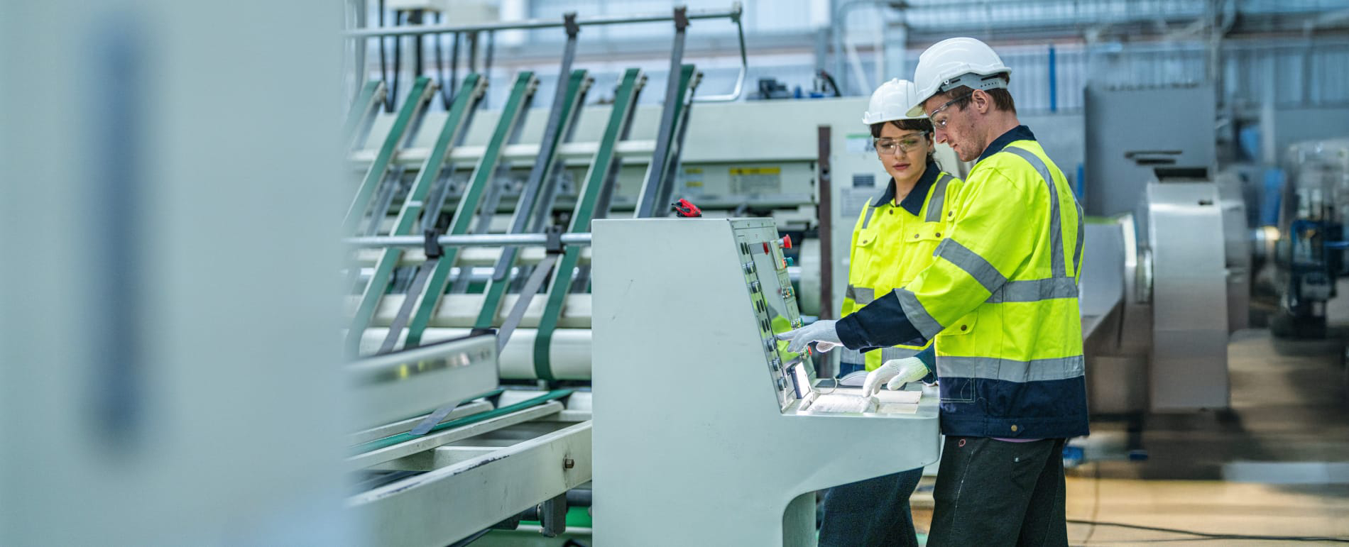 Engineers performing equipment service